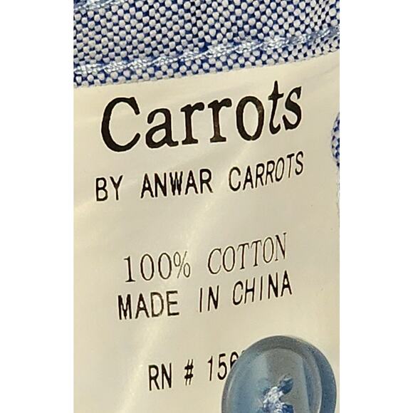 CARROTS By Anwar Carrots Blue Button Down Long Sleeve Arm Logo Shirt -Size Large - Picture 7 of 8